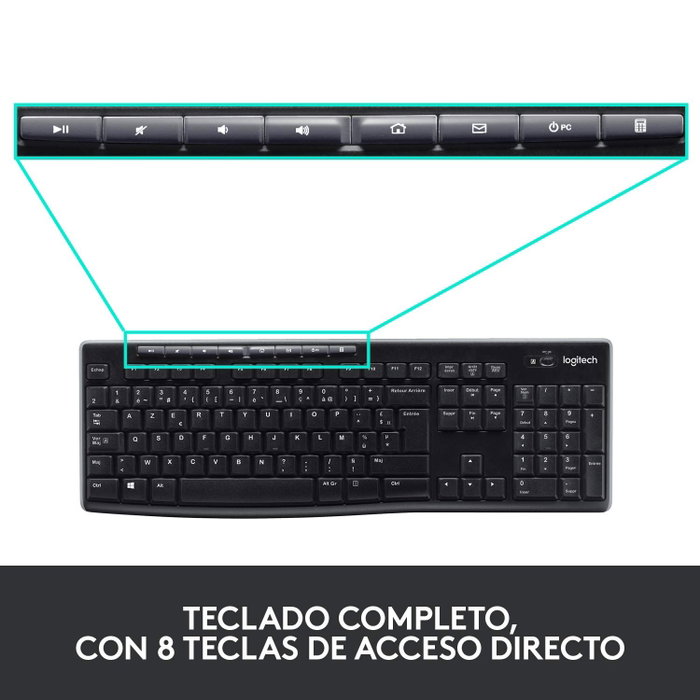 Logitech MK270 Combo de Teclado y Ratón Inalámbrico Negro, Español Logitech MK270 Combo de Teclado y Ratón Inalámbrico Negro, Español
